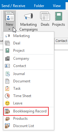 New Bookkeeping record