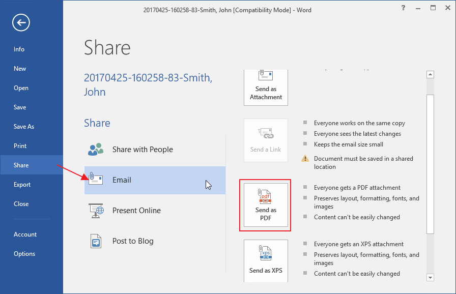 Send Email as PDF
