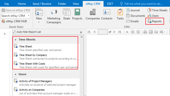 Time Sheet Reports