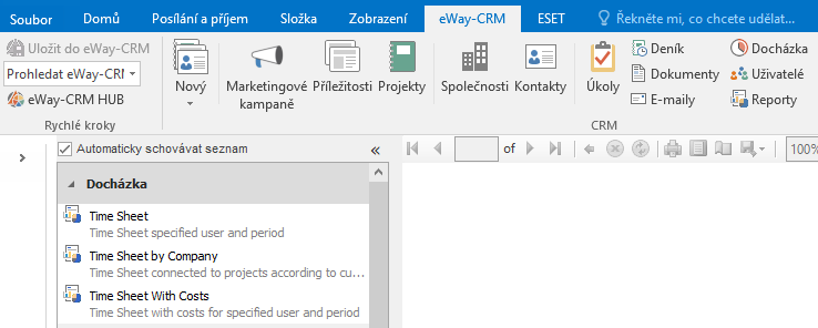 Reporty docházky