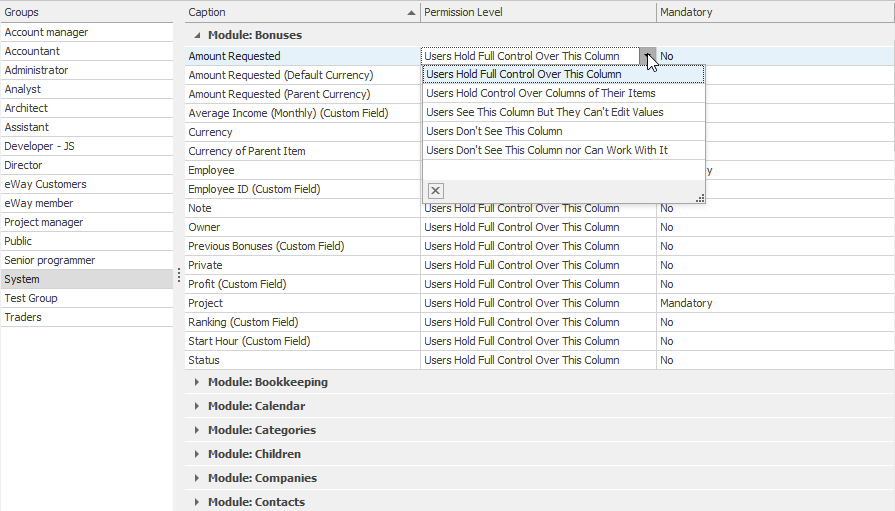 Module Permissions