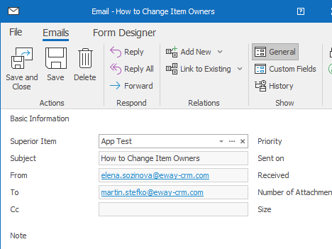 Email dialog in eWay-CRM