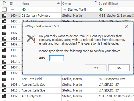 Delete items in terms of GDPR