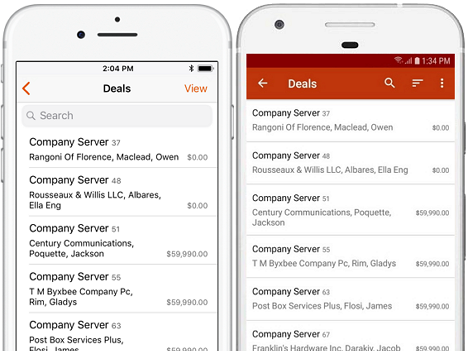 eWay-CRM Mobile Deals List