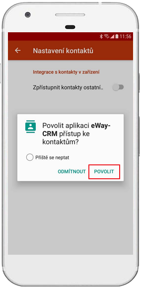 Povolit přístup ke kontaktům