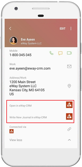 Detail of eWay-CRM Contact in Other Application