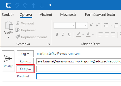 Poslať ako kópie