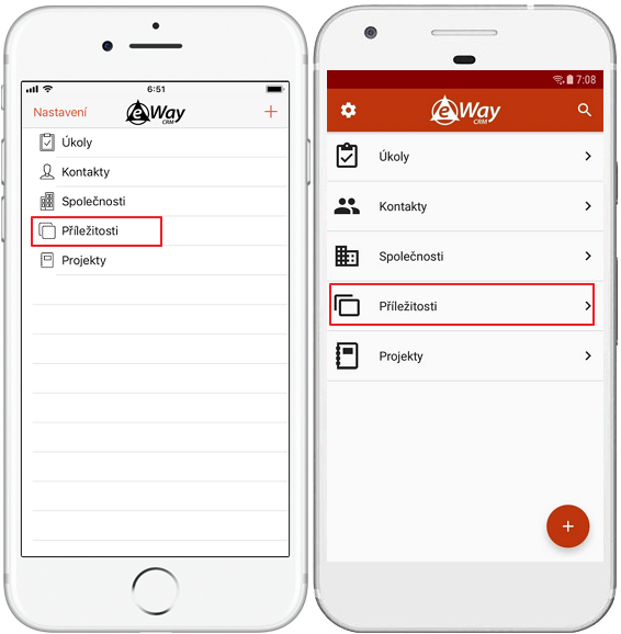 Modul příležitosti v eWay-CRM Mobile