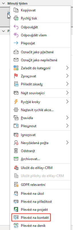 Previesť e-mail na kontakt