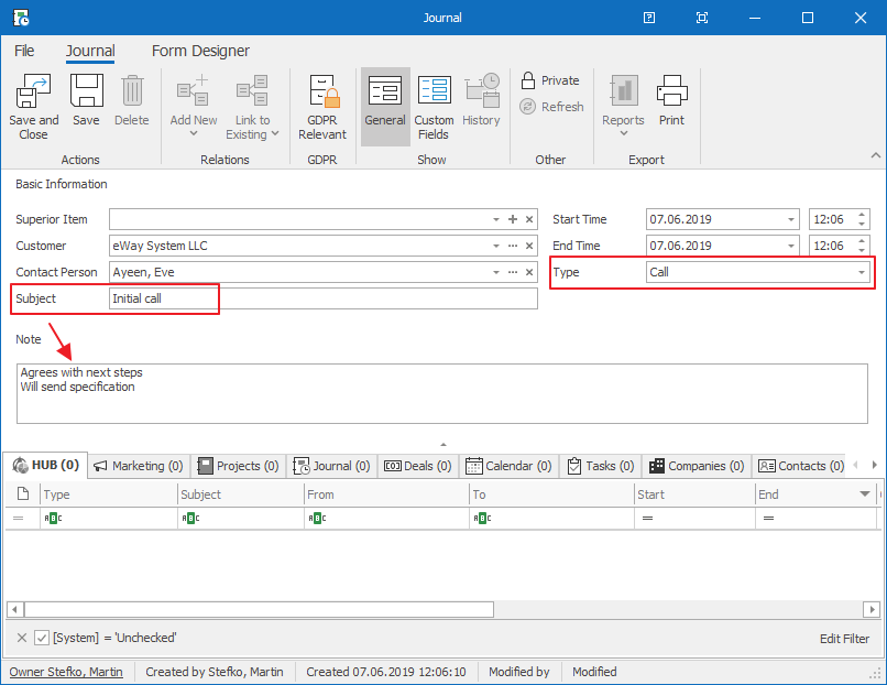 Fill Values of Journal