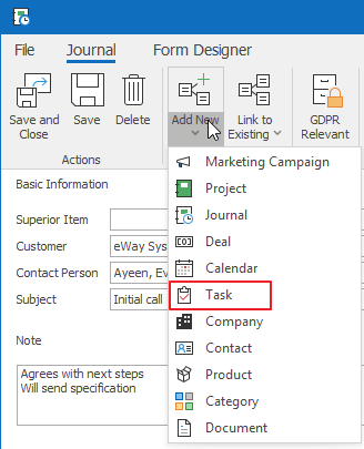 Add Task to Journal