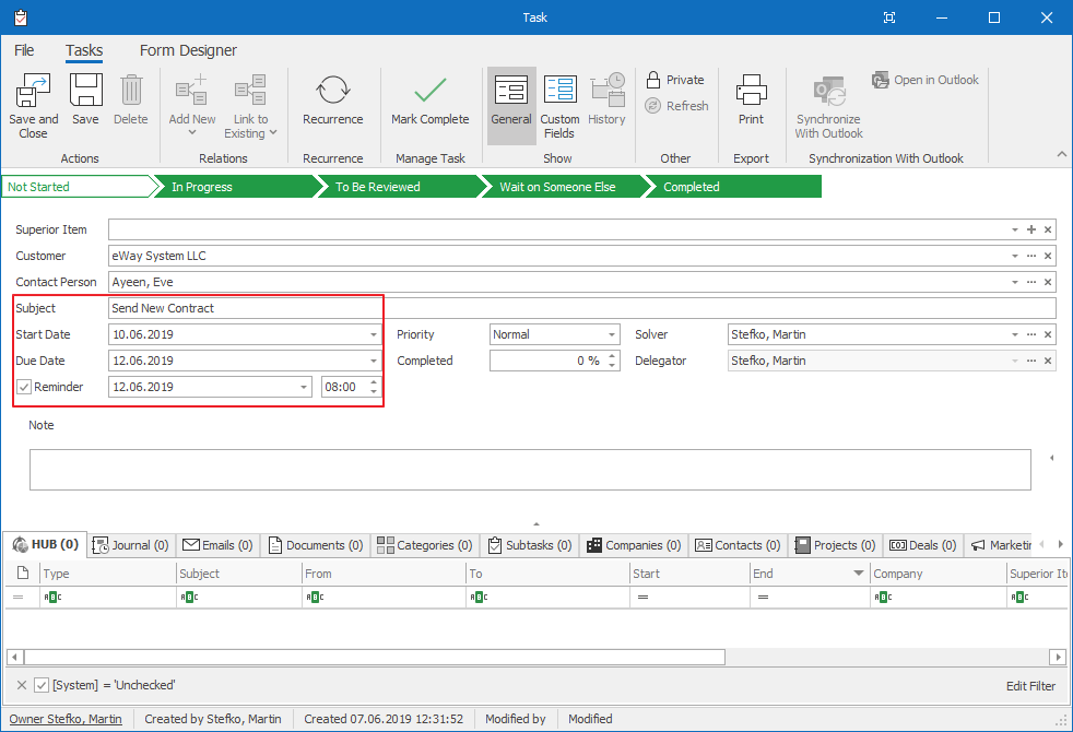 Fill Values of Task