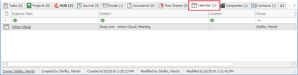 Calendar Tab