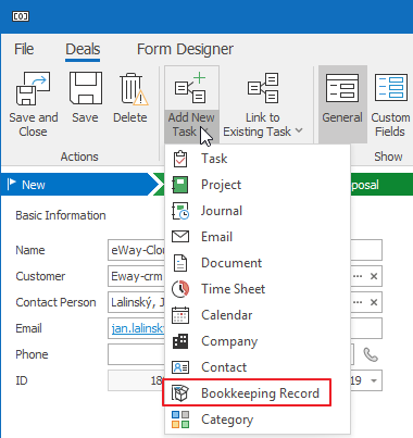 Add New Bookkeeping Record