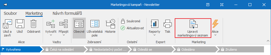 Upravit marketingový seznam