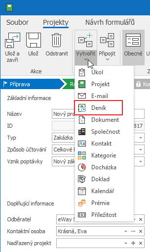 Nový denník na projekte