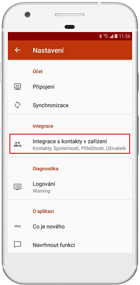 Integrace kontaktů v eWay-CRM Mobile