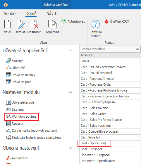 Sekce Workflow schéma