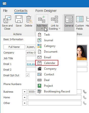 How to Assign Calendar Events to Contacts | eWay-CRM in Outlook