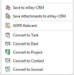 eWay-CRM Context Menu of Email