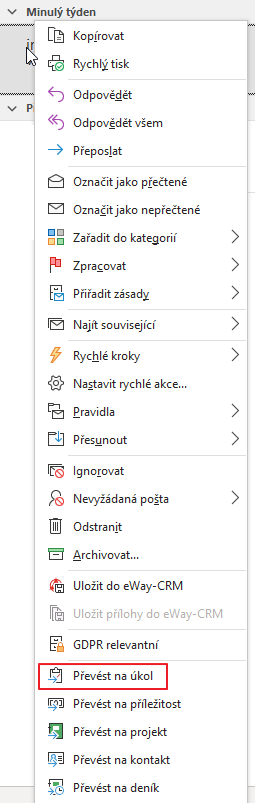 Převést e-mail na úkol