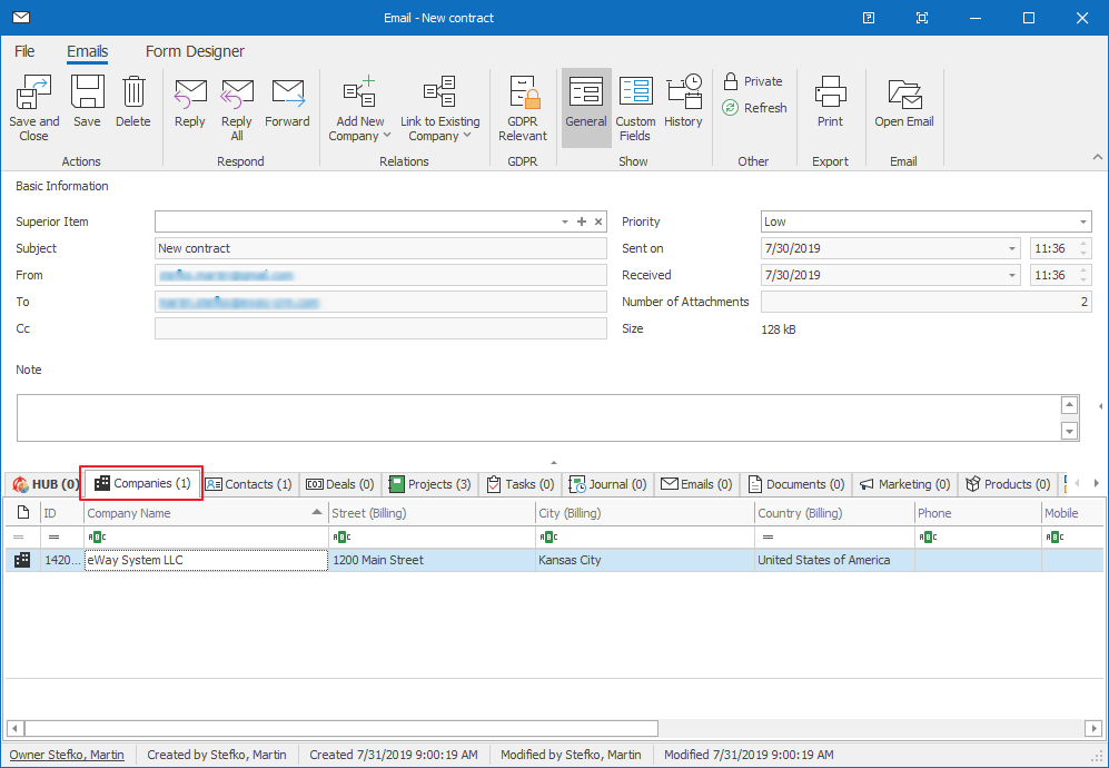 Attach Emails To Companies Automatically or Manually With eWayCRM