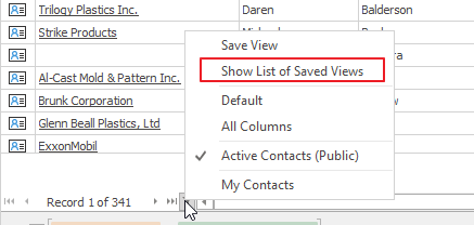 Show List of Saved Views