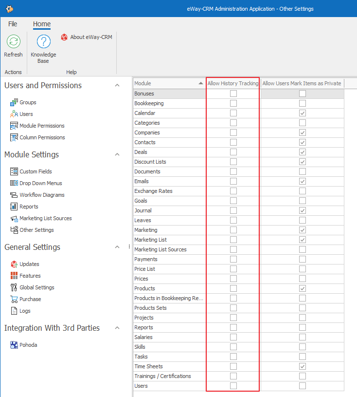 Activity History Tracking