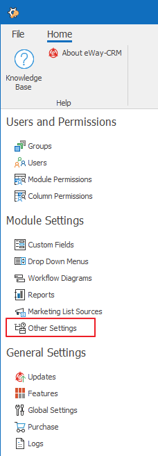 Other Settings in Administration Settings