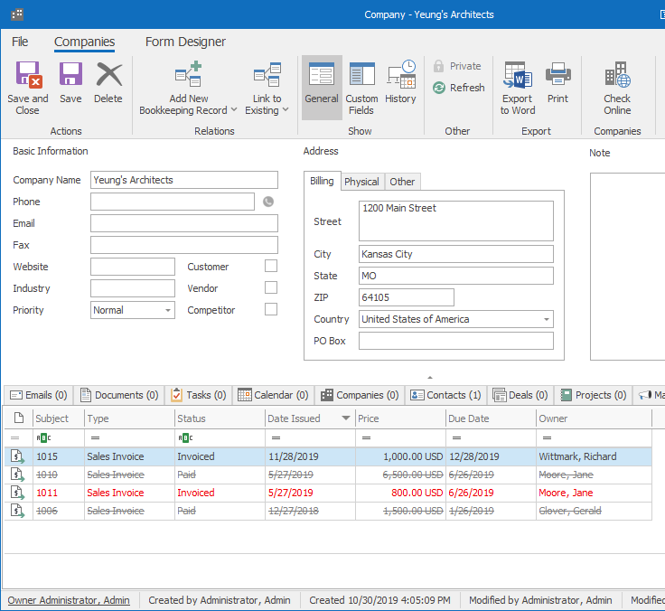 Invoices in eWay-CRM