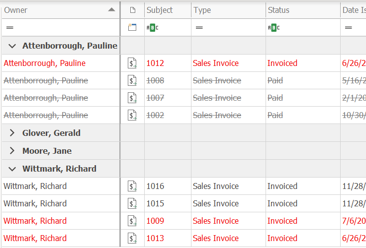 List of Invoices in eWay-CRM