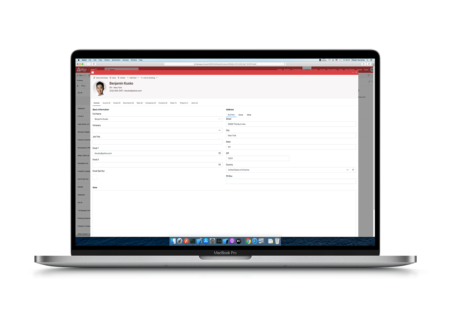 eWay-CRM Web Contact Detail Benjamin on Mac