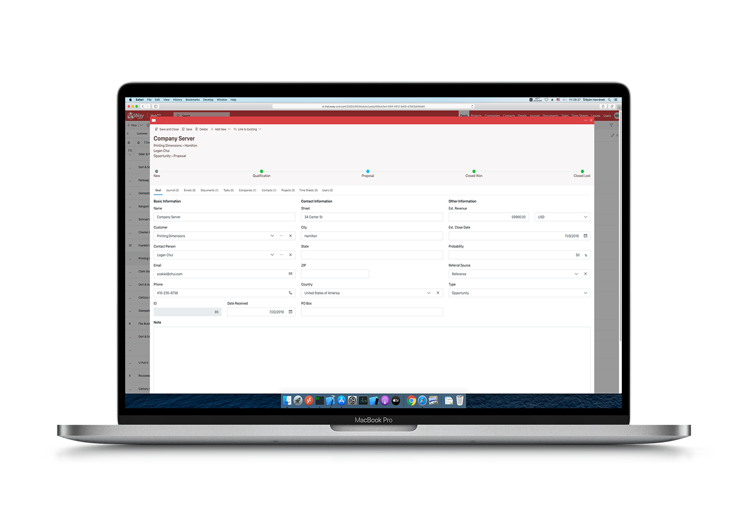 eWay-CRM Web Deal Detail Proposal on Mac