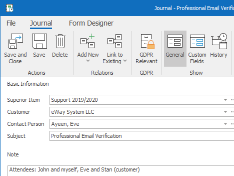 Journal in eWay-CRM