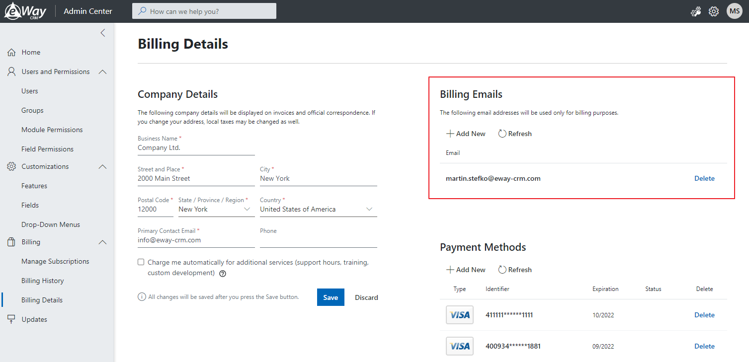 Billing Details Section