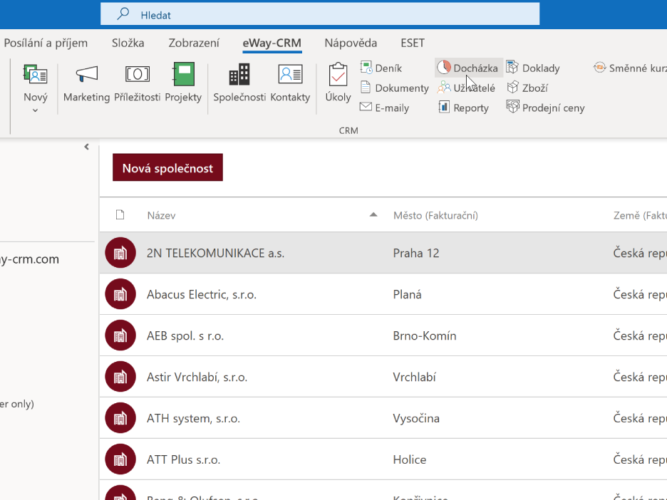 Seznam společností v eWay-CRM