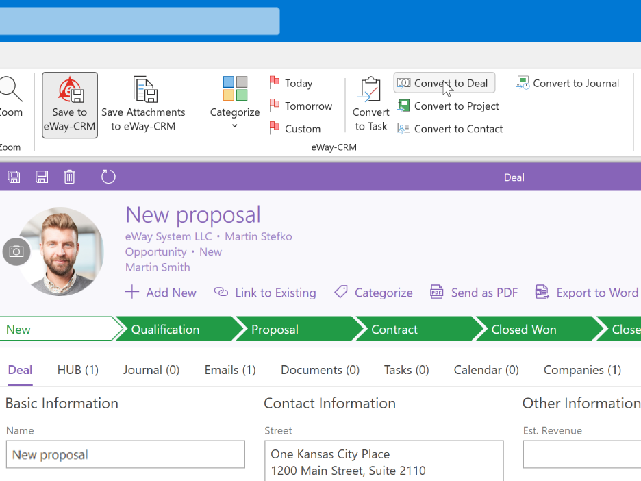 Convert email to deal