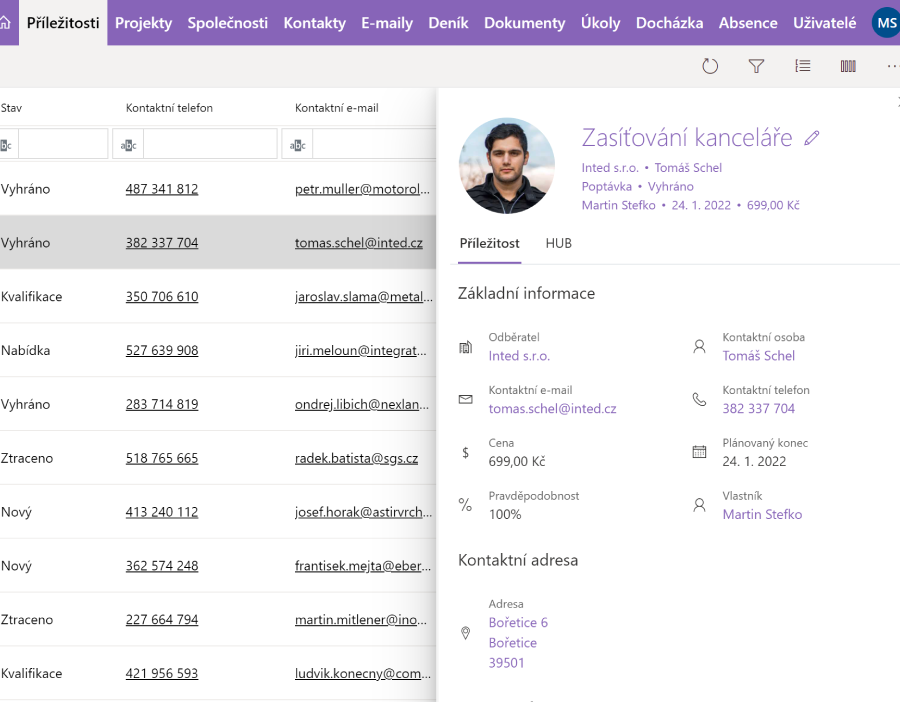 eWay-CRM Web panel náhledu