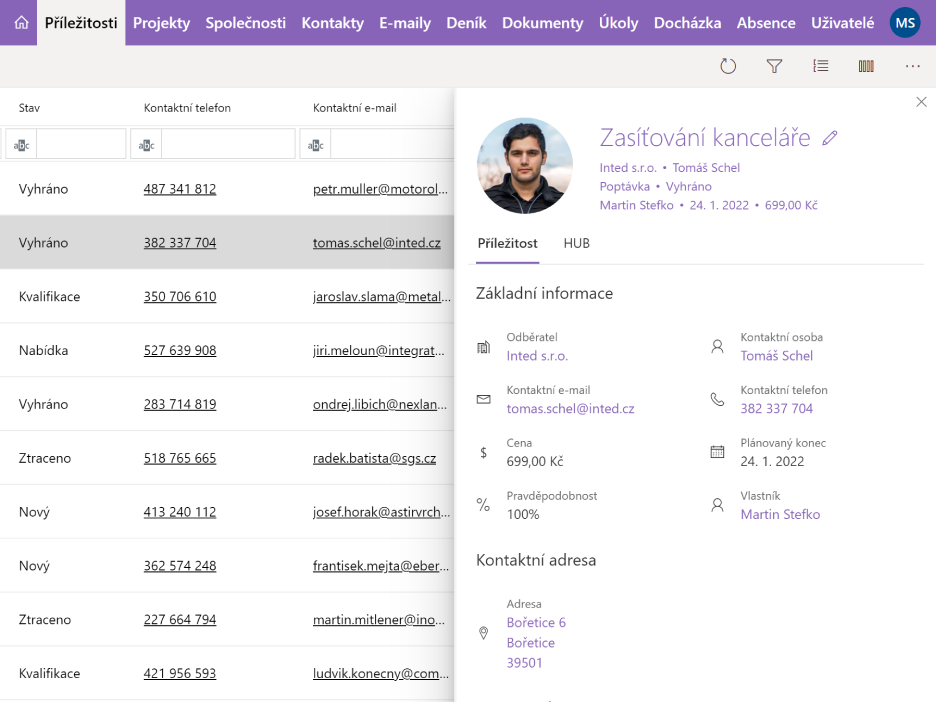 eWay-CRM Web panel náhledu