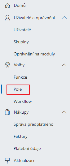 Sekce Uživatelská pole