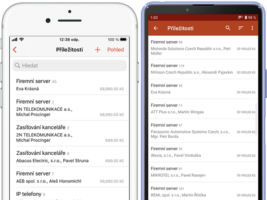 eWay-CRM Mobile seznam příležitostí