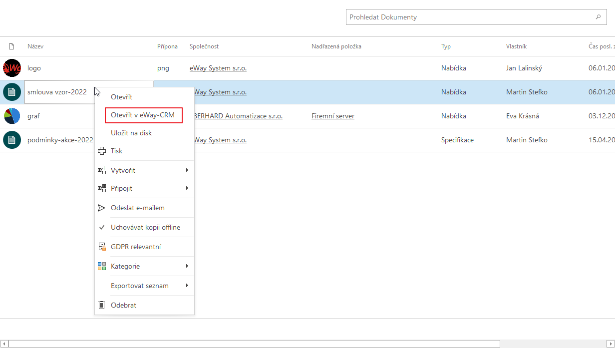 Otevřít v eWay-CRM