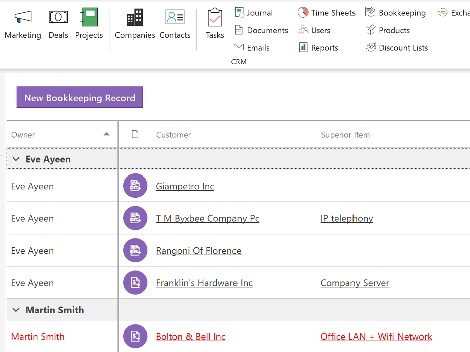 List of Invoices in eWay-CRM