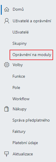 Práva na moduly