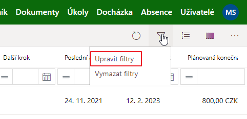 Upravit filtry