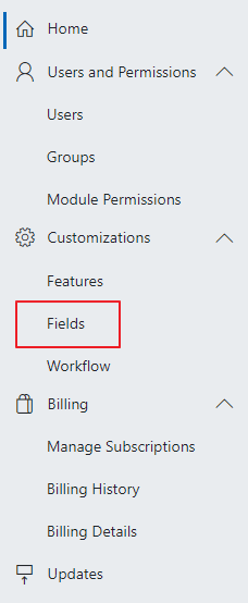 Custom Fields in Administration Settings