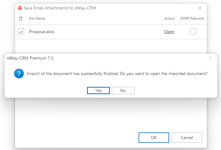 Save Attachments Confirmation Dialog