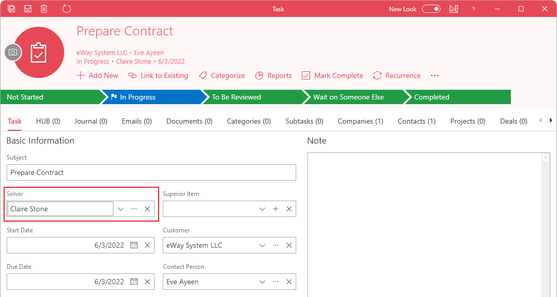 Task With Changed Solver