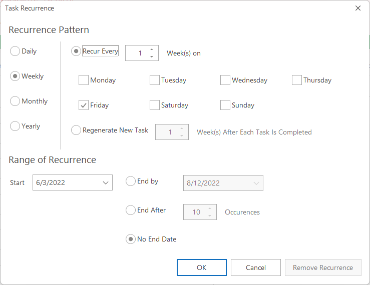 Set Recurrence