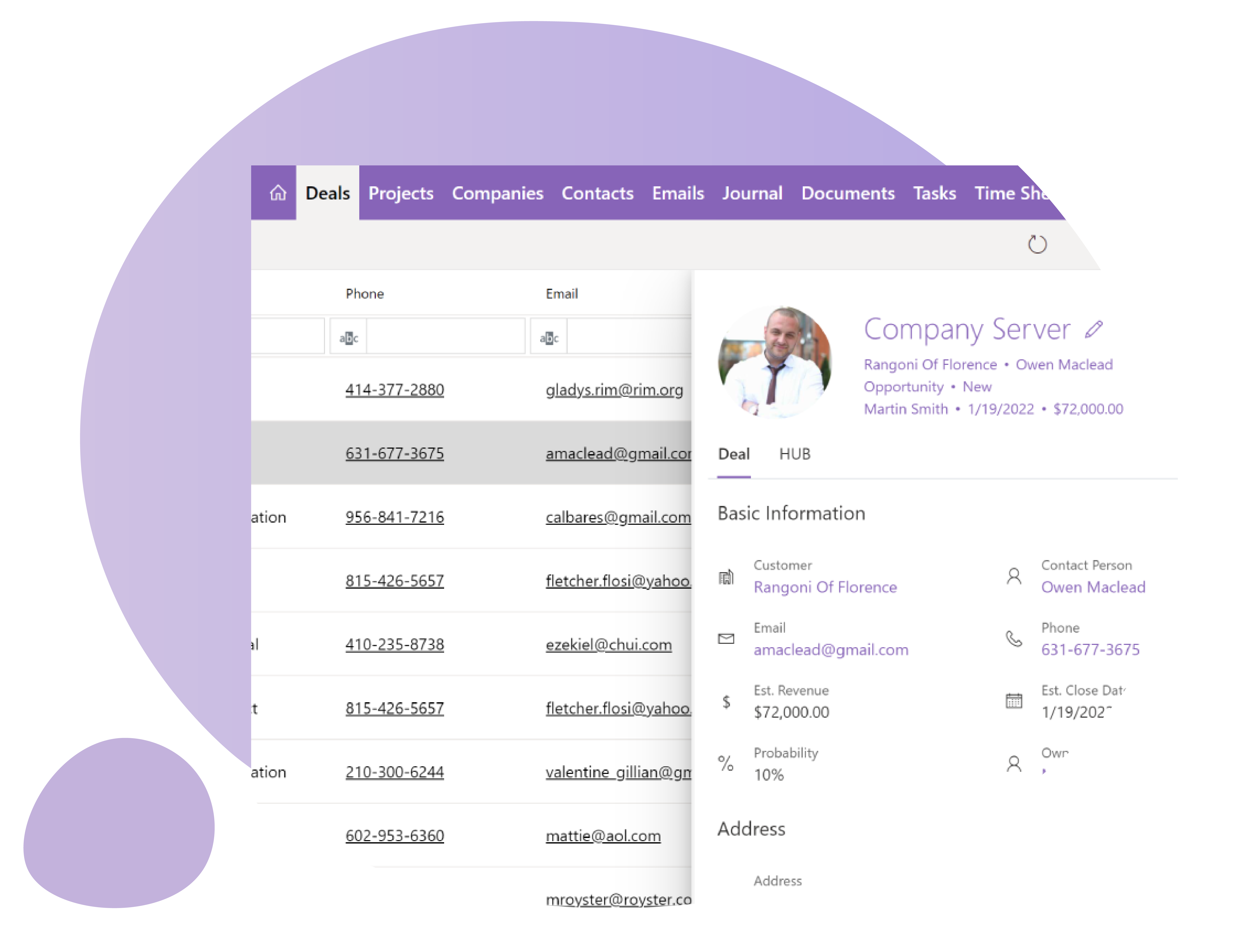 eWay-CRM Web preview panel Deal